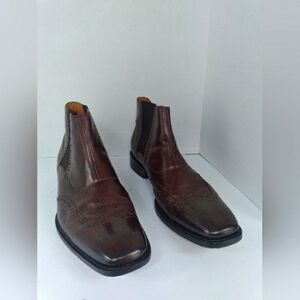 Leather Chelsea‎ Boots Wingtip Ankle Dress Formal Brown Size Unknown